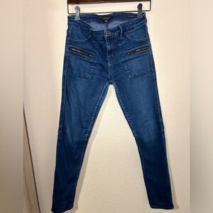 Moto Zip Pocket Skinny Jeans – High Rise Dark Wash Size 29